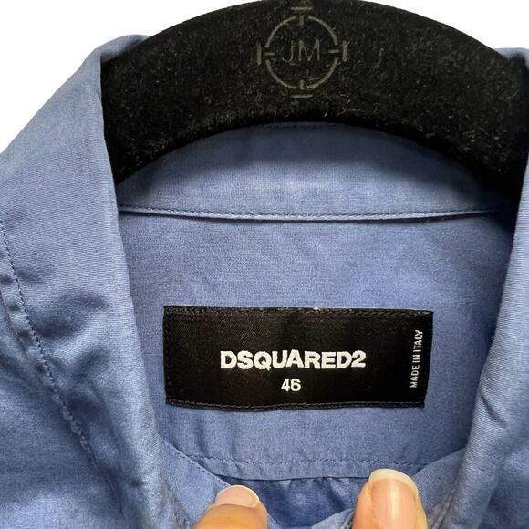 Dsquared2 Button Up Shirt Cotton Blue Men’s Size 46 - Picture 2 of 7